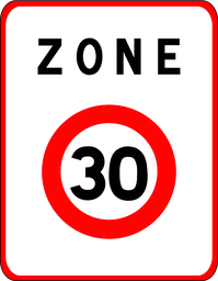 Panneau permanent Entrée de zone à vitesse limitée à 30 km/h - B30