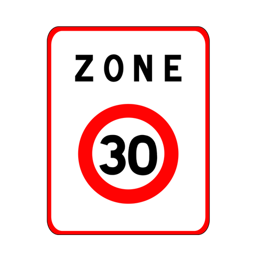 Panneau permanent Entrée de zone à vitesse limitée à 30 km/h - B30