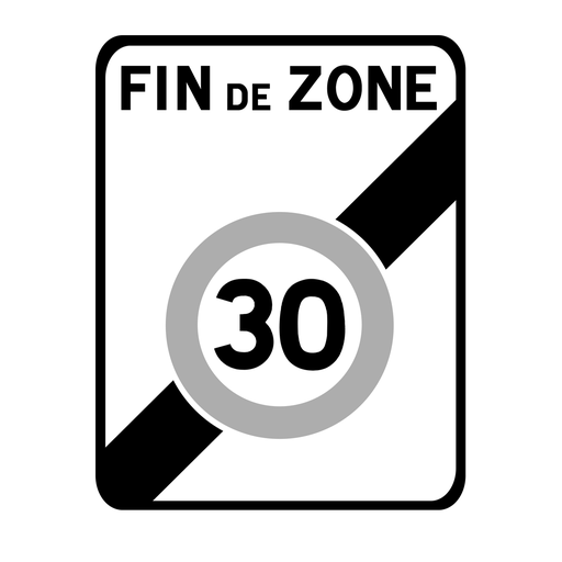 Panneau permanent Sortie de zone à vitesse limitée à 30 km/h - B51