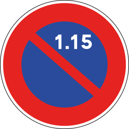 Panneau permanent Stationnement interdit ou réglementé du 1er au 15 du mois - B6A2