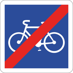 Panneau permanent Fin d'une piste ou bande cyclable conseillée et réservée aux cycles - C114