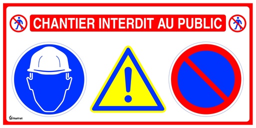 [01-SDC-1] Panneau chantier interdit au public avec logos