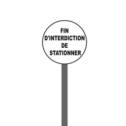 Totem de signalisation temporaire sur mât - fin d'interdiction de stationner