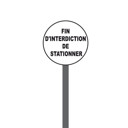 Totem de signalisation temporaire sur mât - fin d'interdiction de stationner