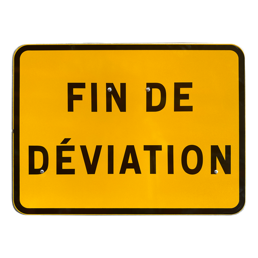 Panneau temporaire KC 'FIN DE DÉVIATION' - 800 x 600 mm