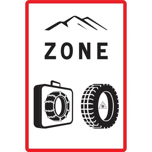 Panneau B58 entrée zone d´obligation d´équipements en période hivernale