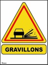 [01-NRJ-1#DECLASSE] Panneau danger gravillons - Eco (Projection de gravillons AK22 + 'GRAVILLONS')