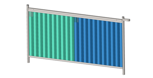 [02-CBM-VDL-1] Clôture bardée Ville de Lyon - bardage micro perforé RAL 6024 et RAL 5001 - Dim 2 x Ht 1m 