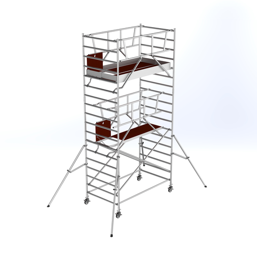 [16-PMC-06] Echafaudage aluminium roulant grande largeur - Hauteur de travail 6 m