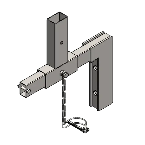 [16-PVDR-01] Platine verticale déportée reglable pour poteau reversible 2 en 1 (2 trous de fixation + Goupille)