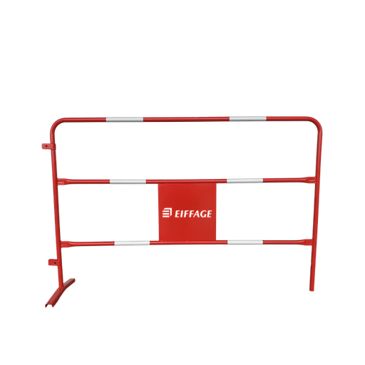 Barrière TP EIFFAGE Ø 25 mm plaque centrale - 6 bandes rétro - Déclassées