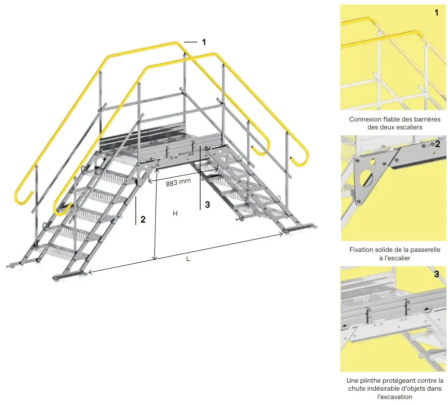 [16-ESCA-PSL-1000] Plateforme saut de loup pour ESCAPASS largeur 1000 mm 