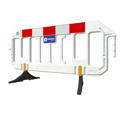 [02-BEP-2P] Barrière de police PEHD avec pieds + plaque de personnalisation