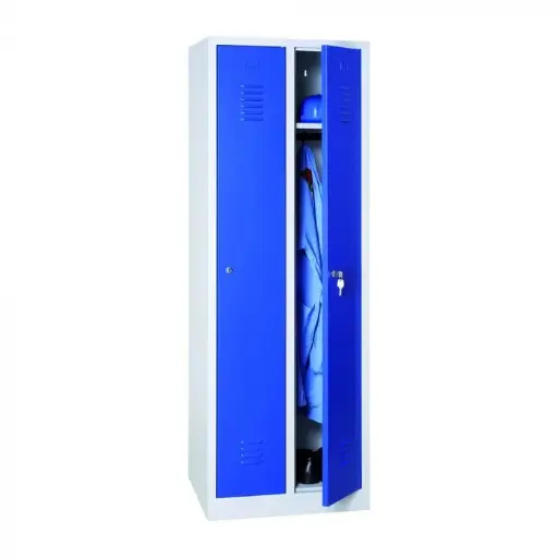 [17-VEP-01] Vestiaire industrie propre 2 cases - corps gris / portes bleues 